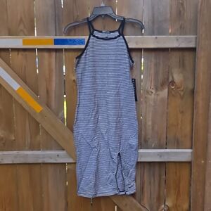 Feathers Monochrome Striped Dress